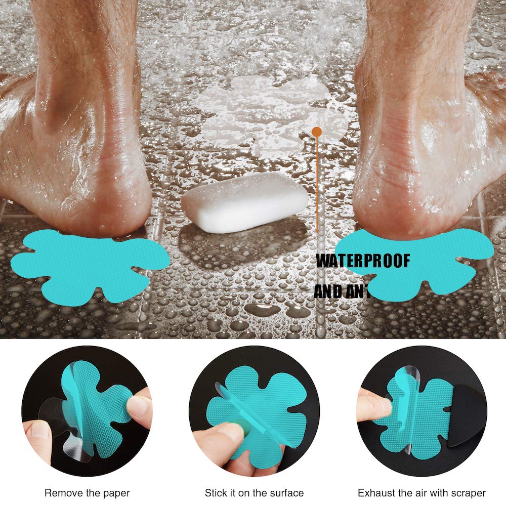 Secopad Bathtub Stickers Non-Slip, Safety Shower Treads Adhesive Appliques With Premium Scrape (Blue)